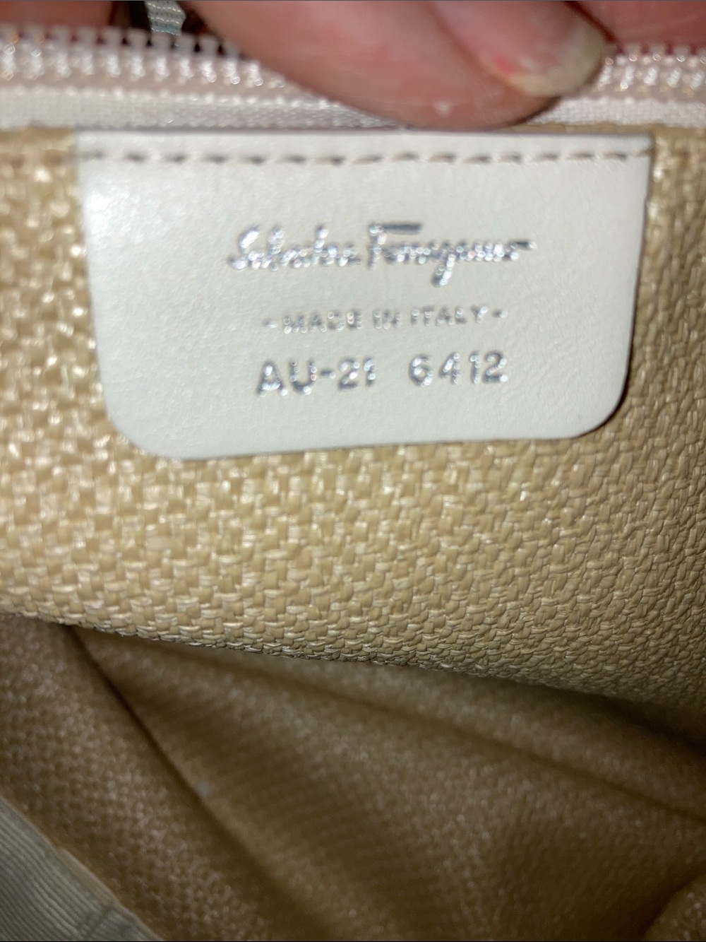Salvatore Ferragamo Lavender & White Striped Patent Leather Buckle Shopper Tote - Picture 8 of 12